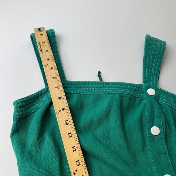 Anthropologie Maeve Elizabeth Green Side Button Denim Green Dress‎ Size 4 Used - Picture 7 of 16